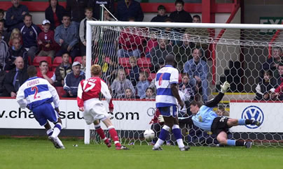 Steve Jones scores his second goal