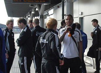 Derby County squad at Derby Railway station