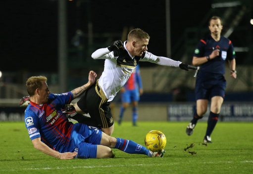 Jonny Hayes is tackled against Inverness